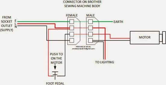 Schema del circuito del pedale della macchina da cucire